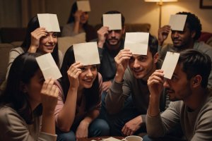 Paper clues used during interactive challenge game